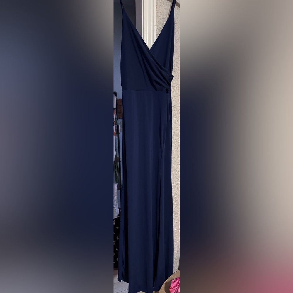 Fashion Nova Blue Spaghetti Strap Prom Gown